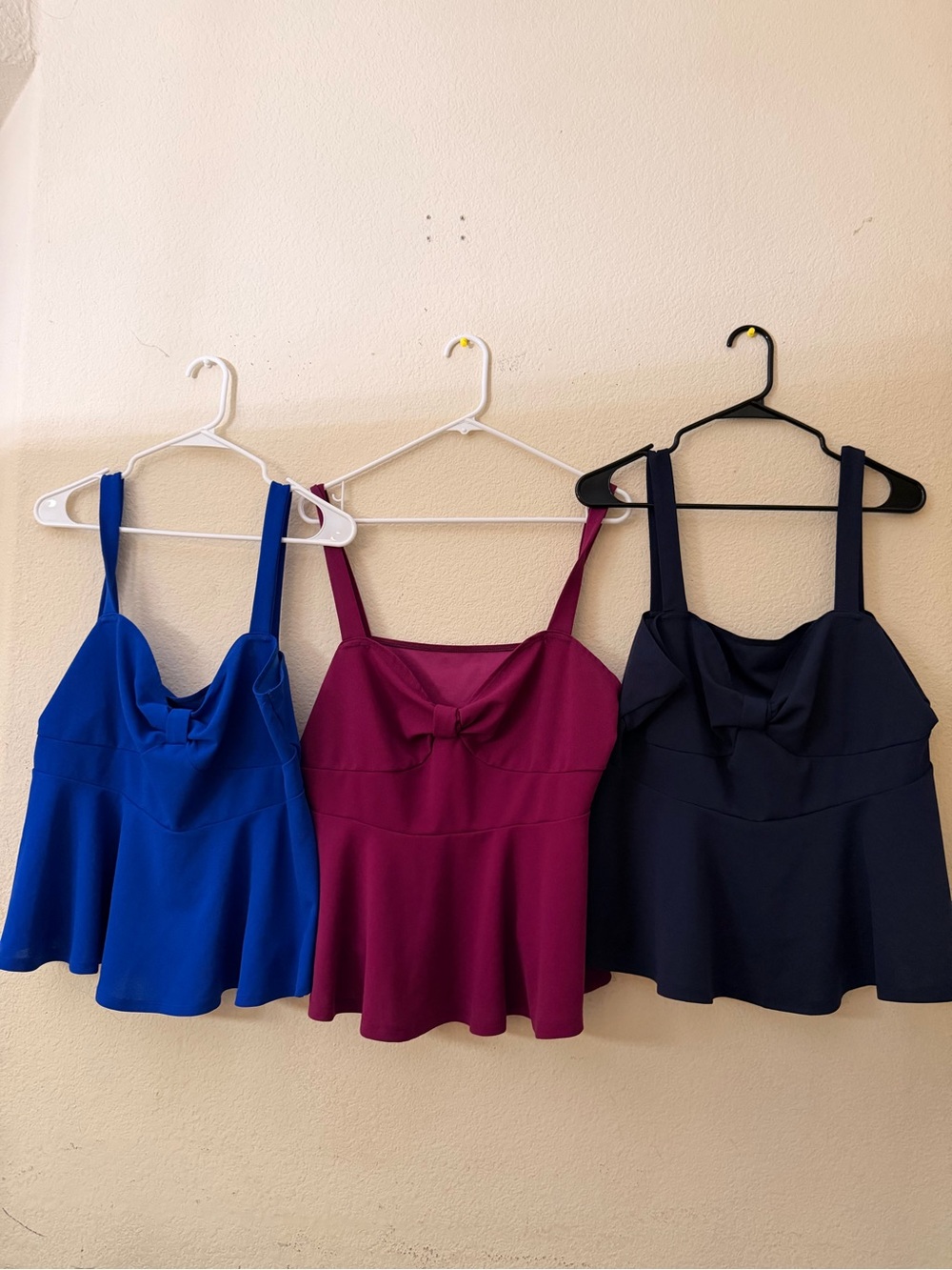 SHEIN Bow-Front Peplum Tank Top - Royal Blue, Berry, Black